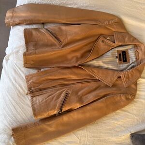 Massimo Dutti Camel Genuine Leather Jacket